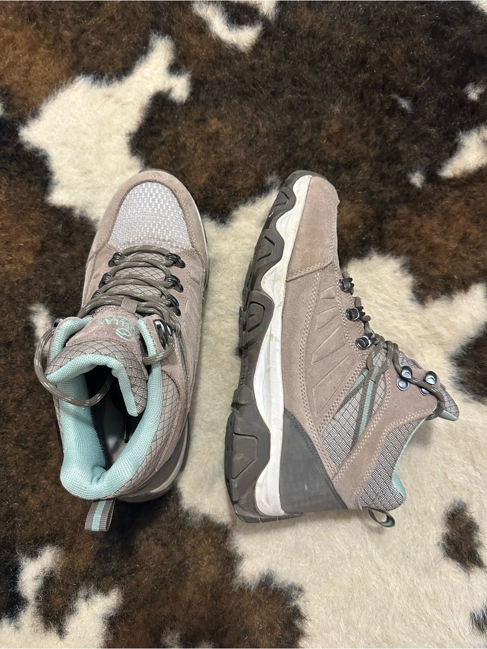 Magellan Pro Women's Hiking Boots in Taupe with Mint Lining